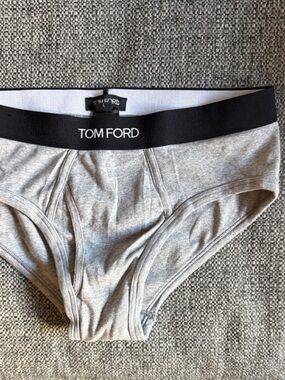 Tom Ford Grey Briefs with Black Branded Waistband